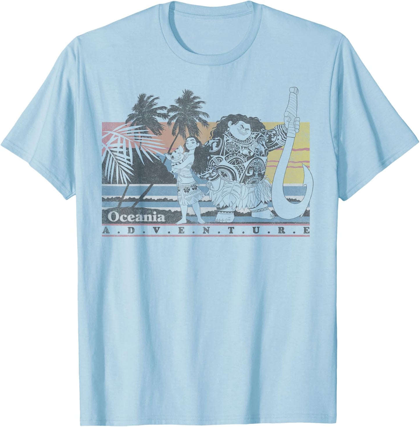 Disney Moana Maui Pua Oceania Adventure Vintage Small T-Shirt - T-Shirt | Light Blue