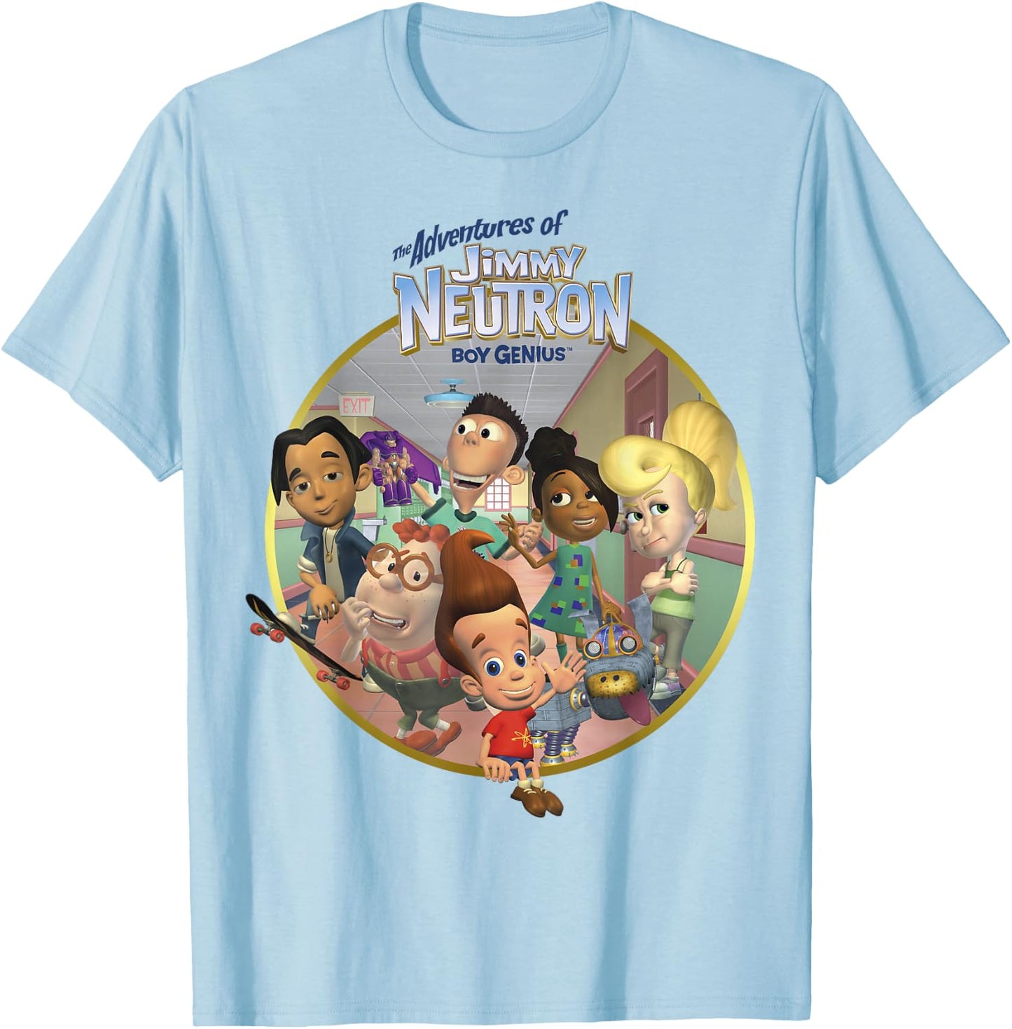 Nickelodeon Jimmy Neutron Friends in The Hallway T-Shirt - T-Shirt | Light Blue