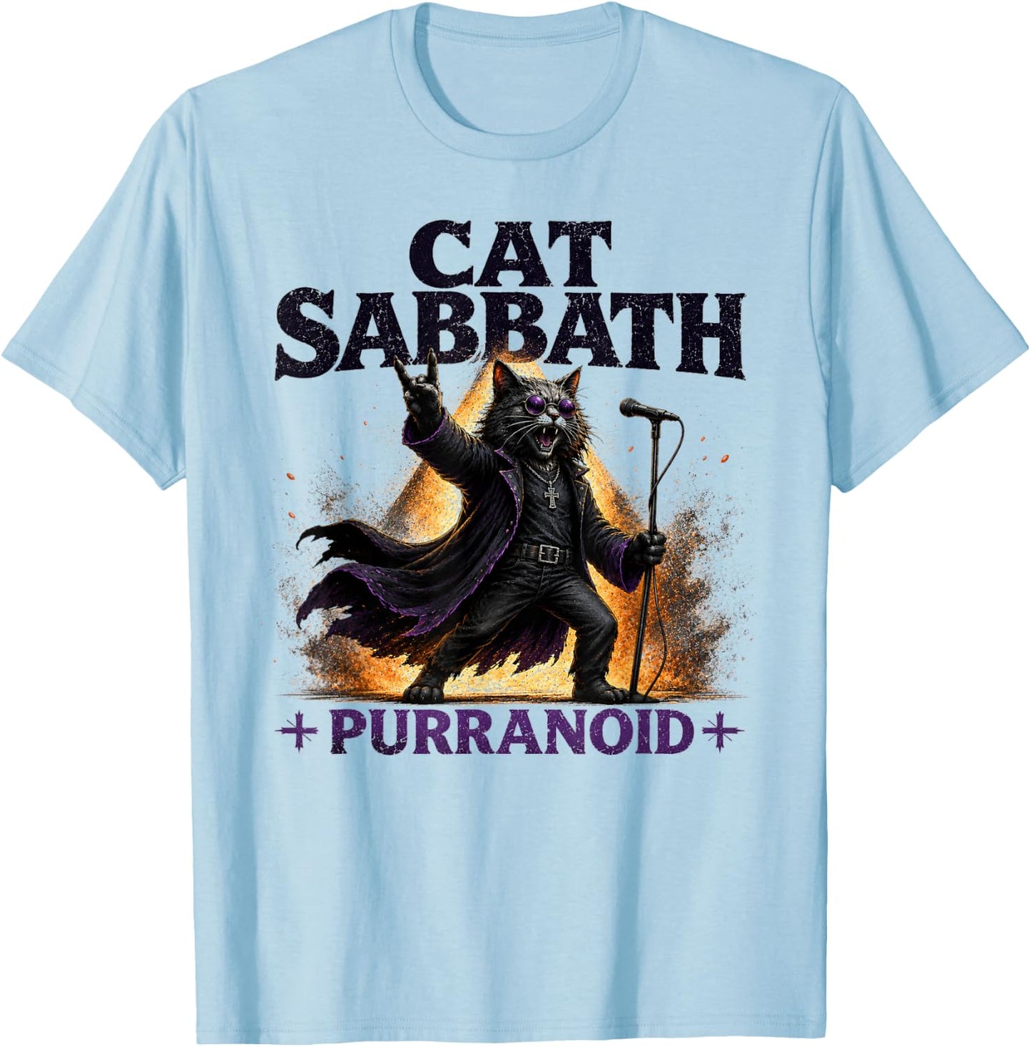 Cat Sabbath Purranoid - Funny Rock Cat T-Shirt - T-Shirt | Light Blue