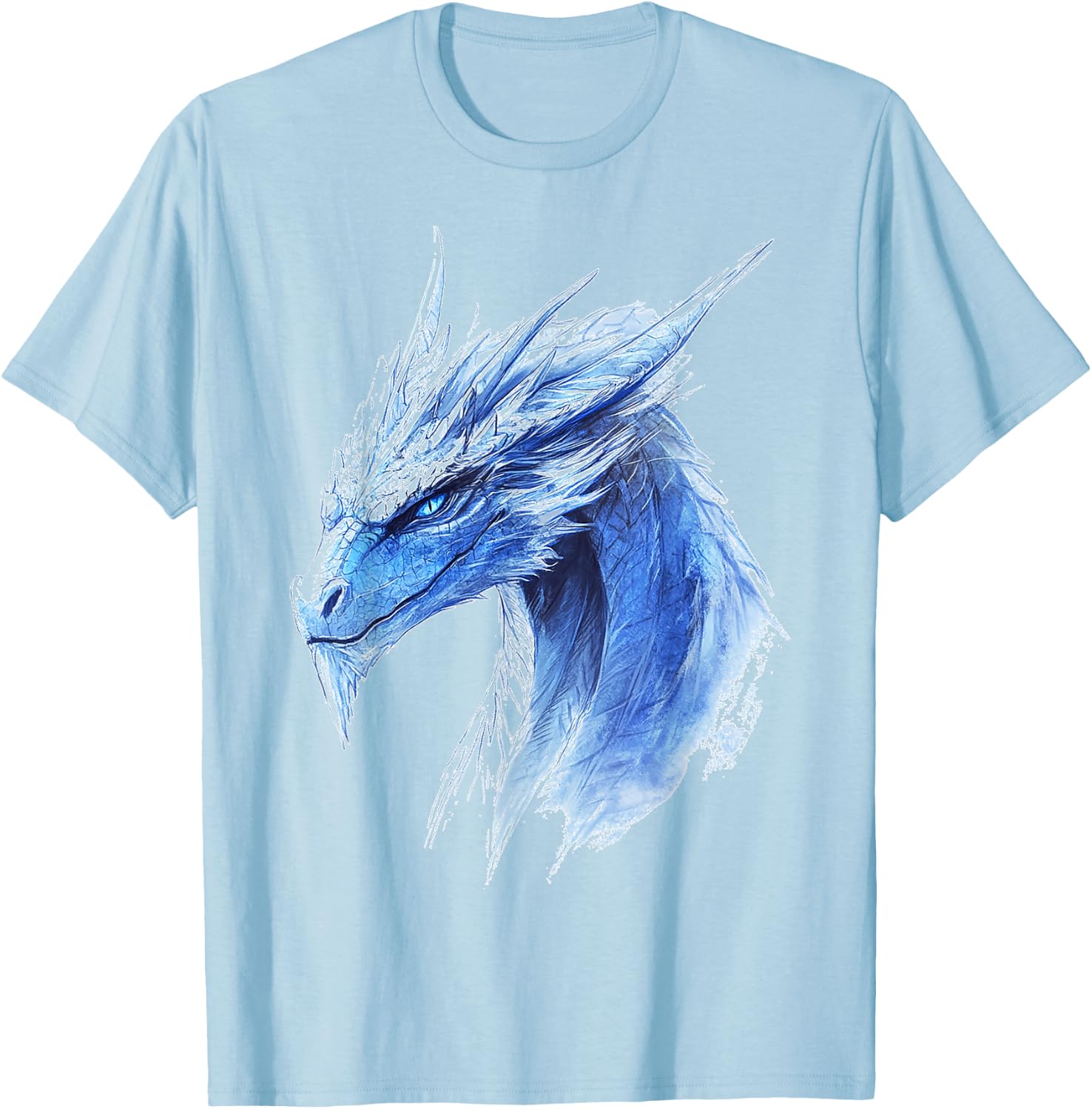 Ice Dragon Motif Mythical Illustration Ice Dragon T-Shirt - T-Shirt | Light Blue