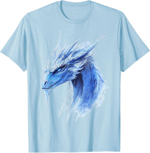 Ice Dragon Motif Mythical Illustration Ice Dragon T-Shirt - T-Shirt | Light Blue