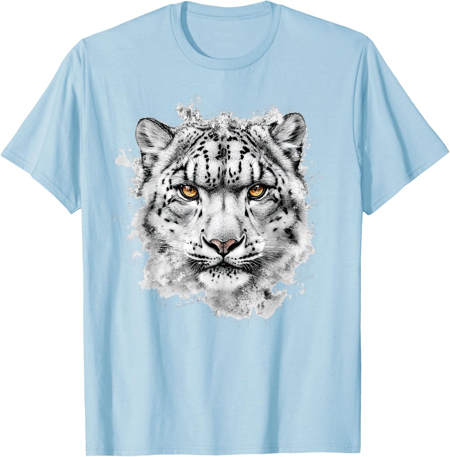 Snow Leopard Face T-Shirt - T-Shirt | Light Blue