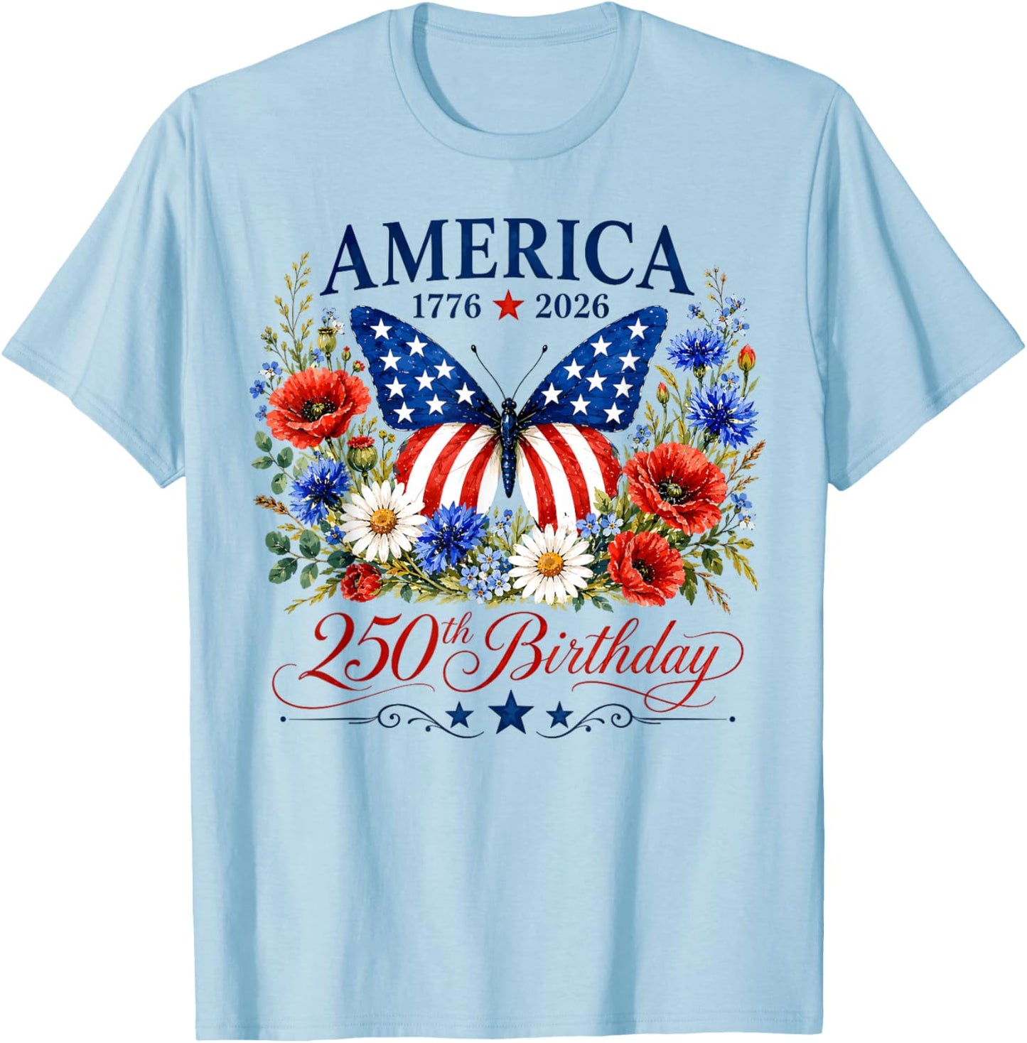 250th Anniversary USA Women 250 Years American 4th of July T-Shirt - T-Shirt | Light Blue