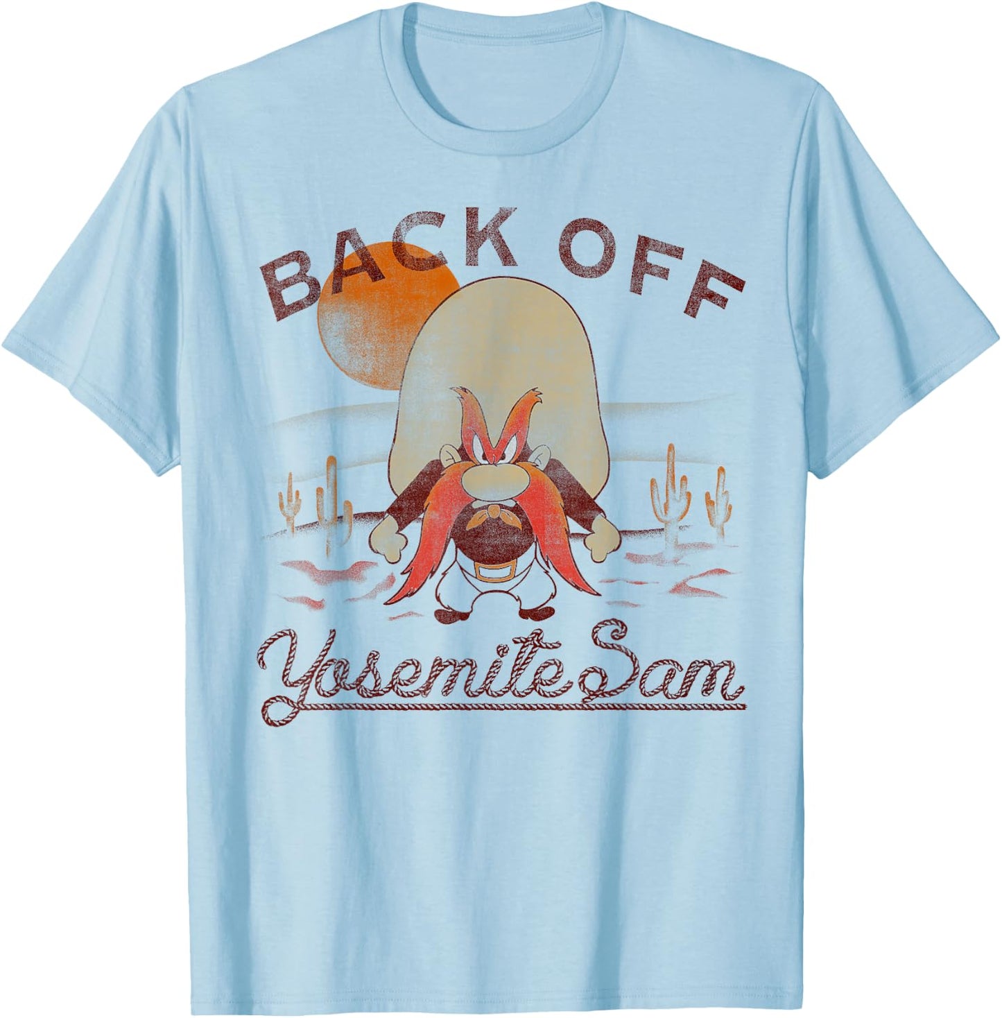 Looney Tunes Yosemite Sam Back Off Portrait T-Shirt - T-Shirt | Light Blue