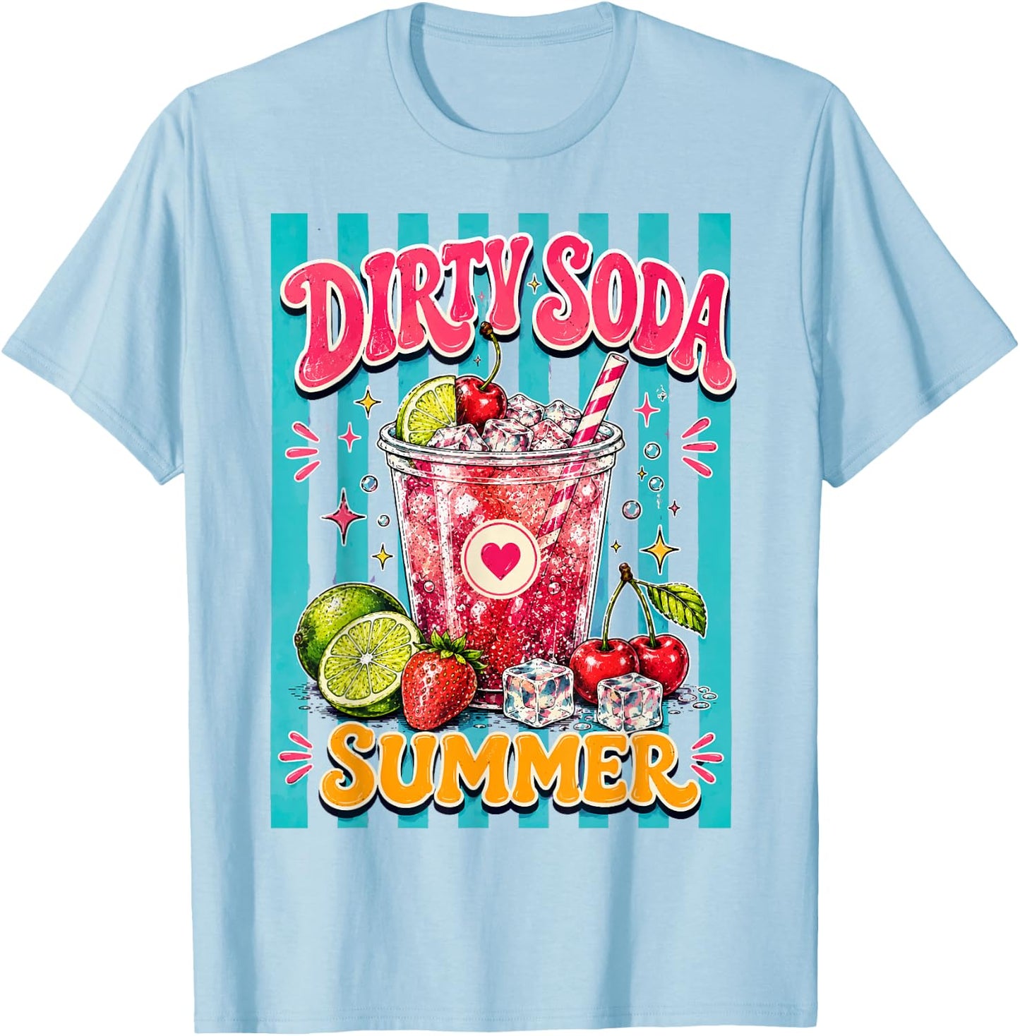 Dirty Soda Summer Retro T-Shirt - T-Shirt | Light Blue