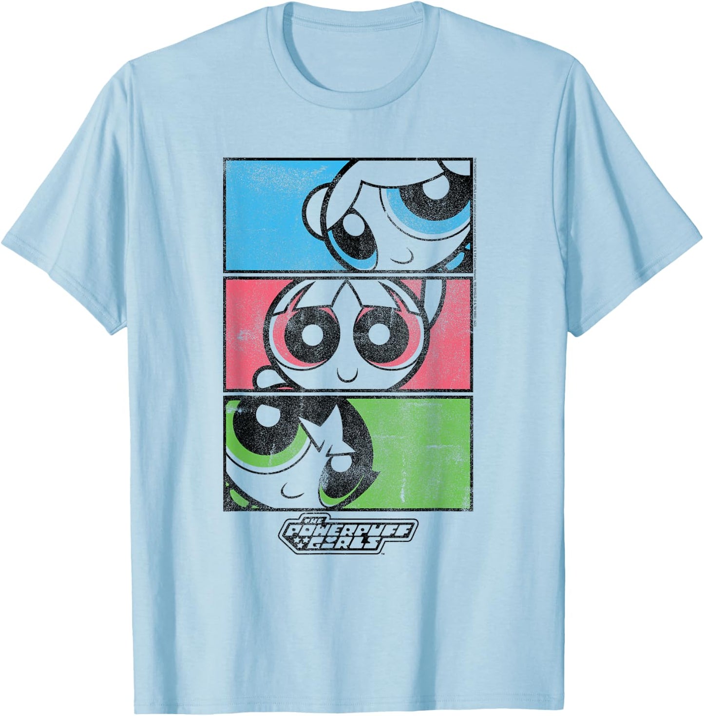 Powerpuff Girls Colorful Comic Panels T-Shirt - T-Shirt | Light Blue