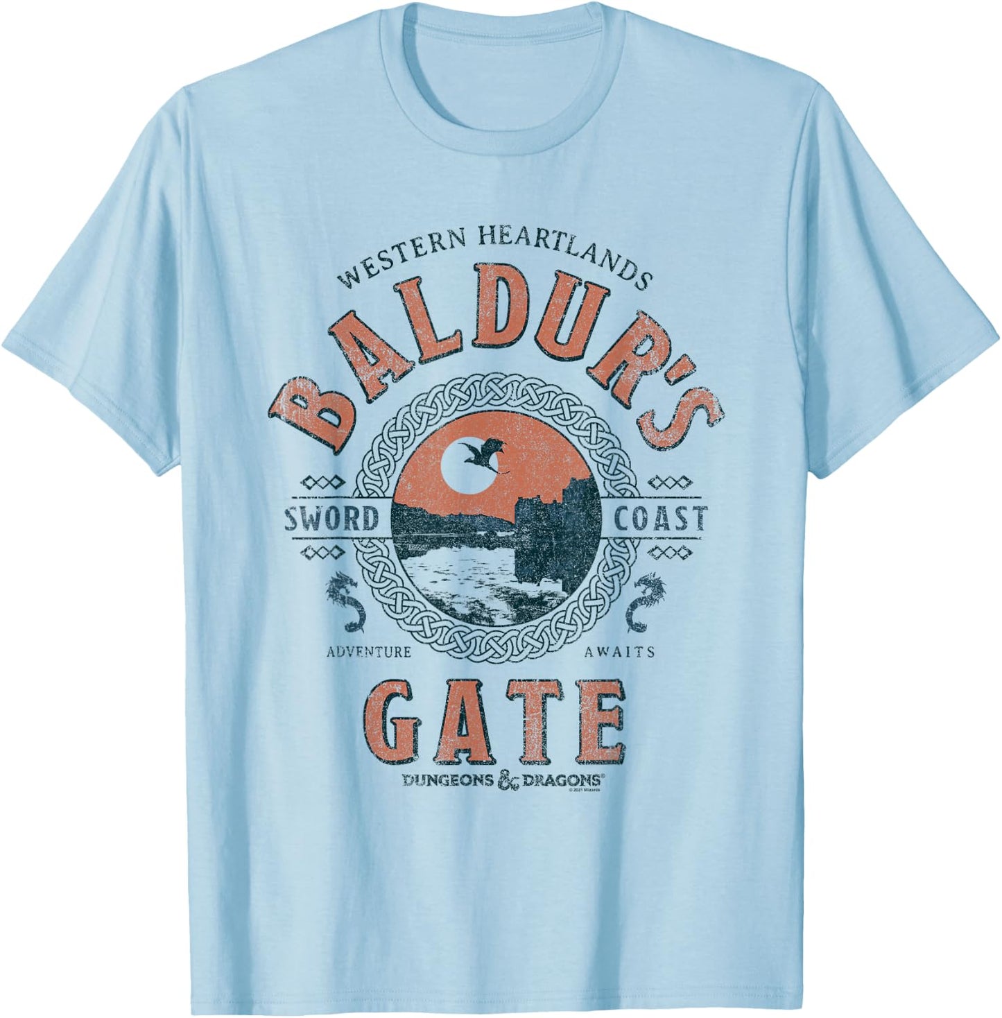Dungeons & Dragons Adventure Awaits at Baldur's Gate , White T-Shirt - T-Shirt | Light Blue