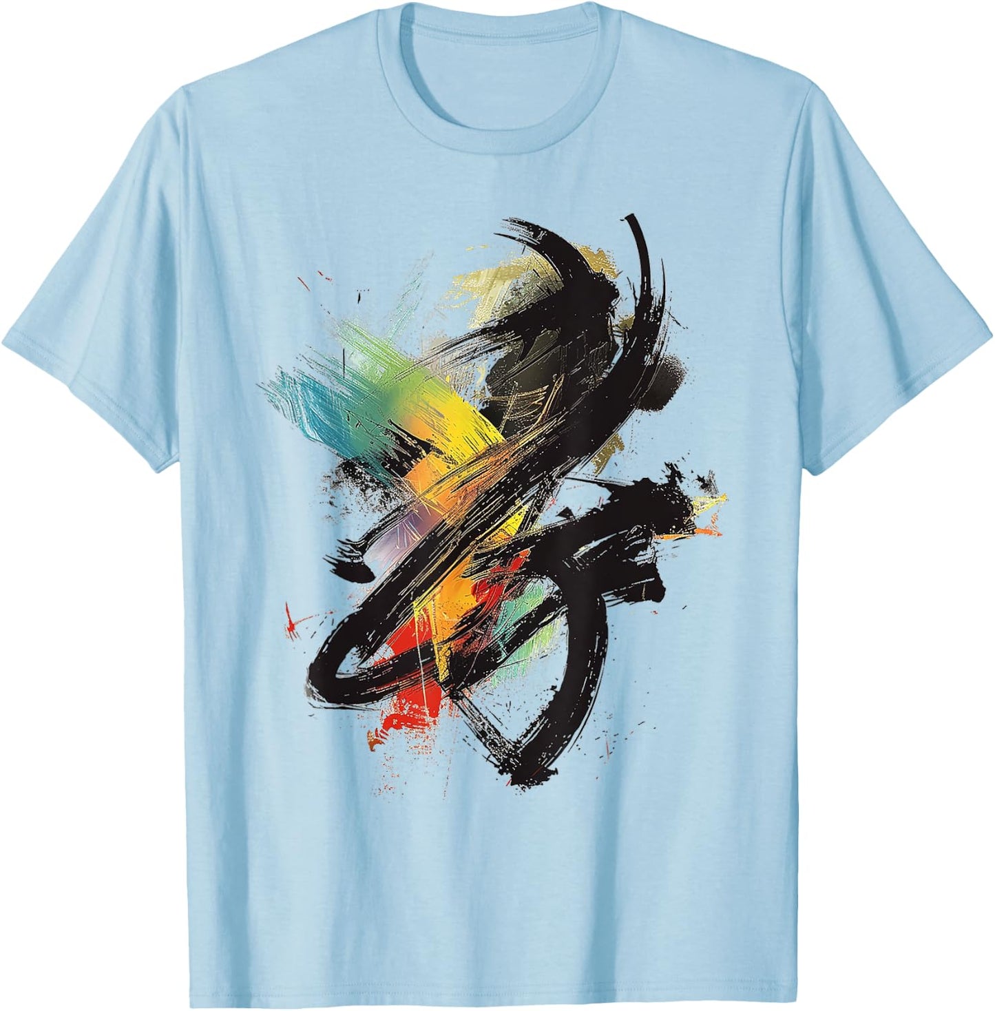 Abstract Art Colorful Graphic Art Painting , white, S T-Shirt - T-Shirt | Light Blue