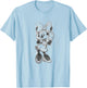 Disney Minnie Mouse Classic Full Body Black & White Sketch T-Shirt - T-Shirt | Light Blue