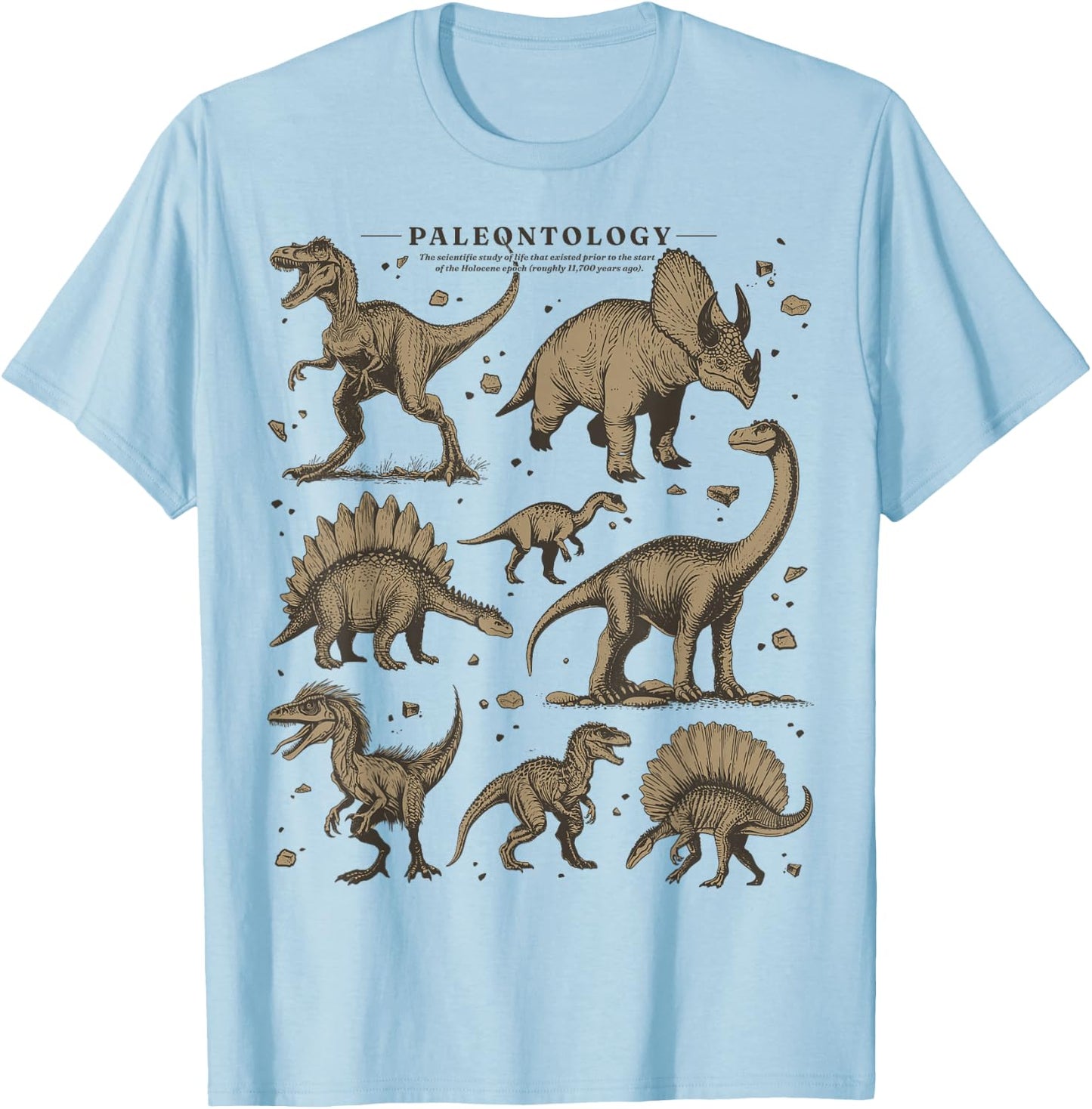 Paleontology Dinosaur Nerdy Science Teacher Vintage Graphic T-Shirt - T-Shirt | Light Blue