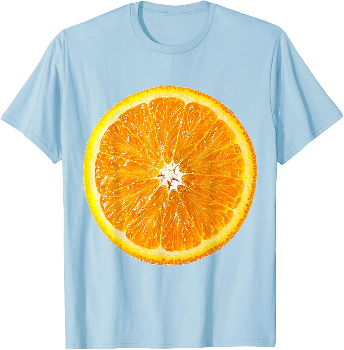Orange Fruit Graphic Colourful Art Orange , White T-Shirt - T-Shirt | Light Blue