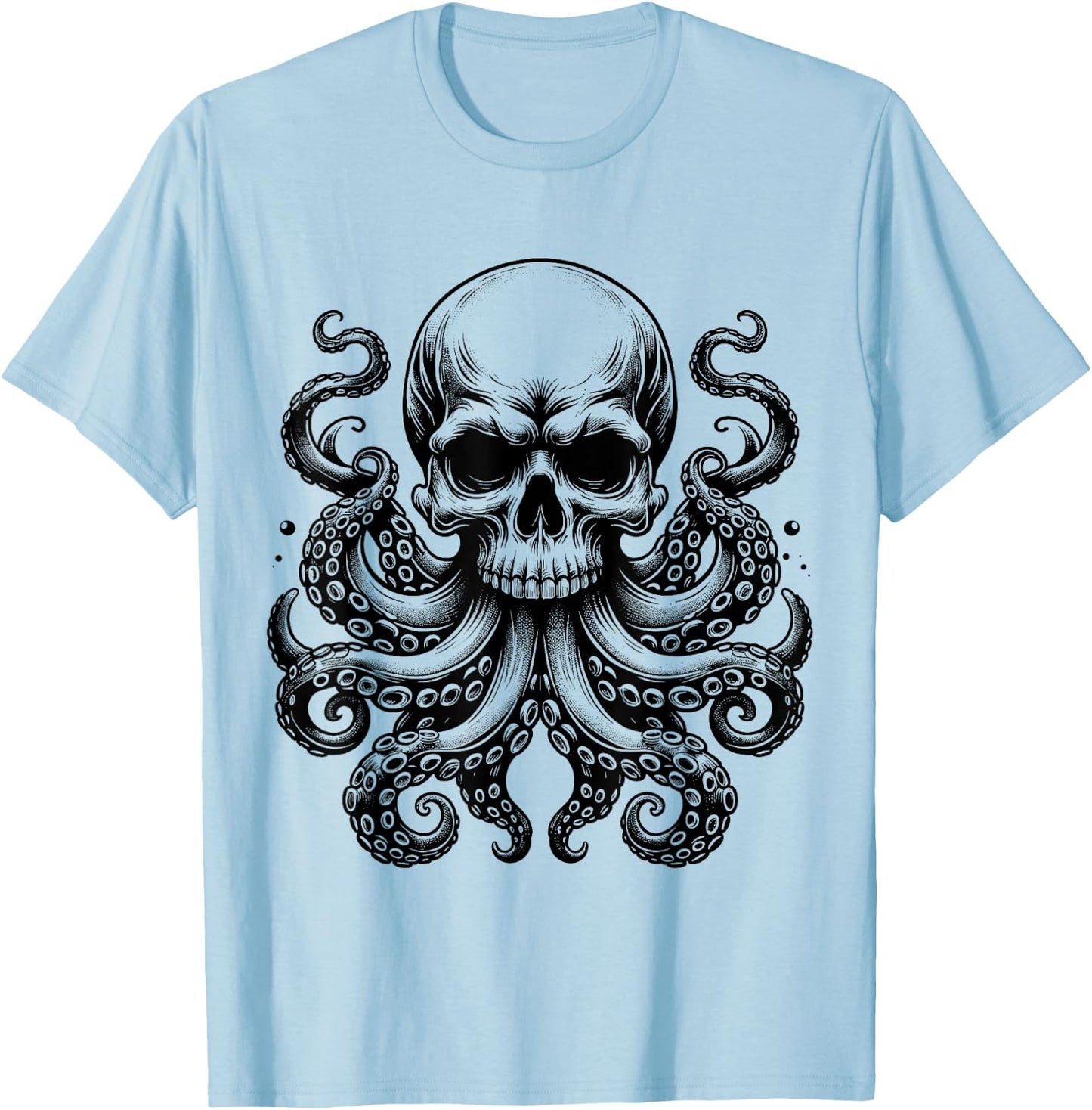 Octopus Skull Monster Kraken Skull T-Shirt - T-Shirt | Light Blue