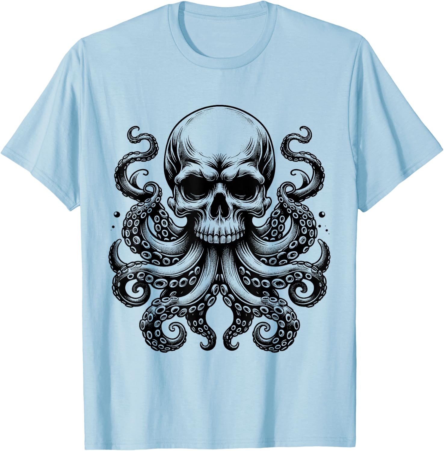 Octopus Skull Monster Kraken Skull T-Shirt - T-Shirt | Light Blue