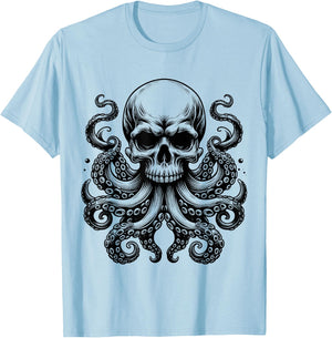 Octopus Skull Monster Kraken Skull T-Shirt - T-Shirt | Light Blue