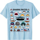 Shark Faces - Type of Shark - Shark Faces of All Kinds T-Shirt - T-Shirt | Light Blue
