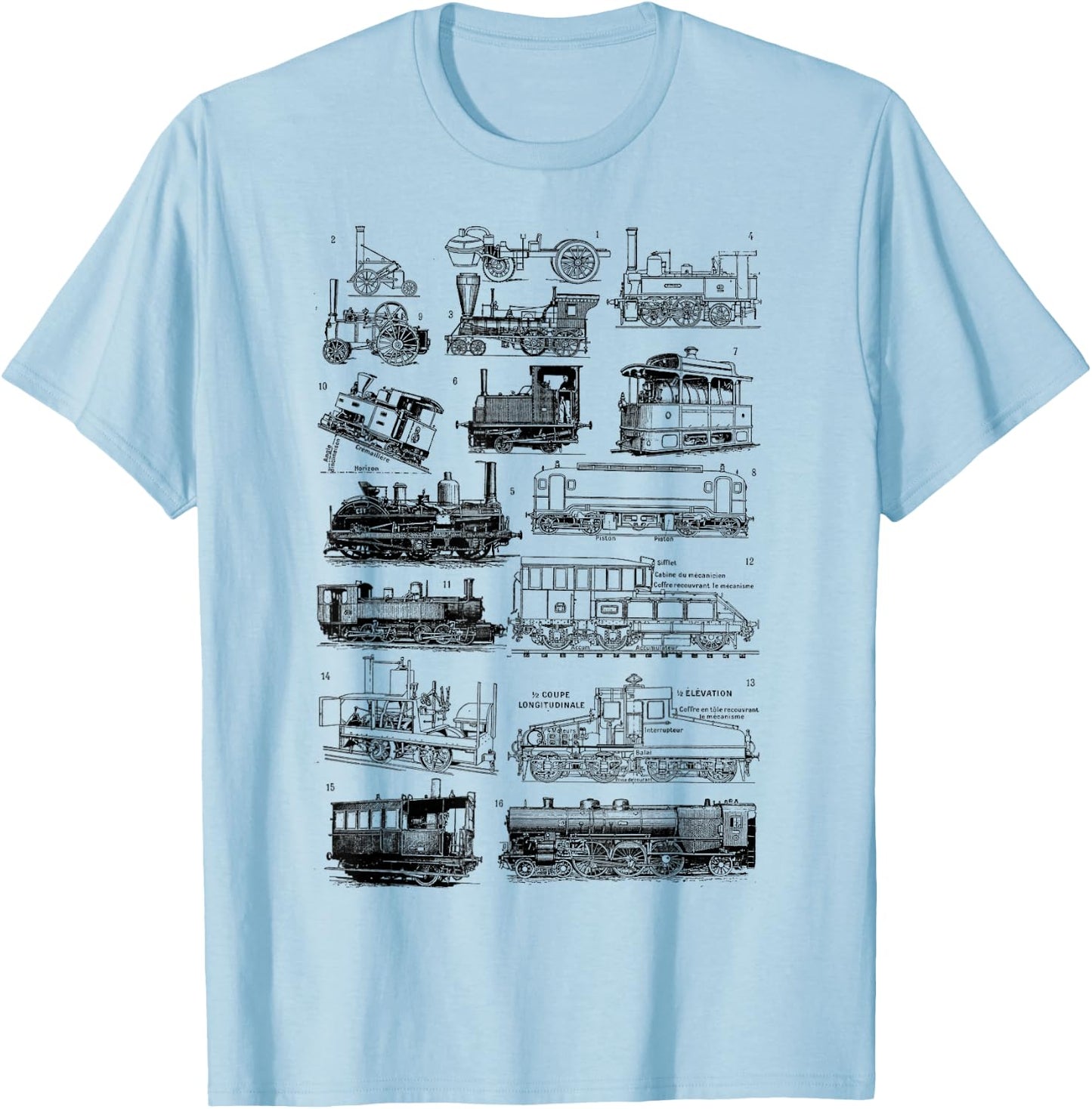Steam Train Steam Locomotives , grey T-Shirt - T-Shirt | Light Blue