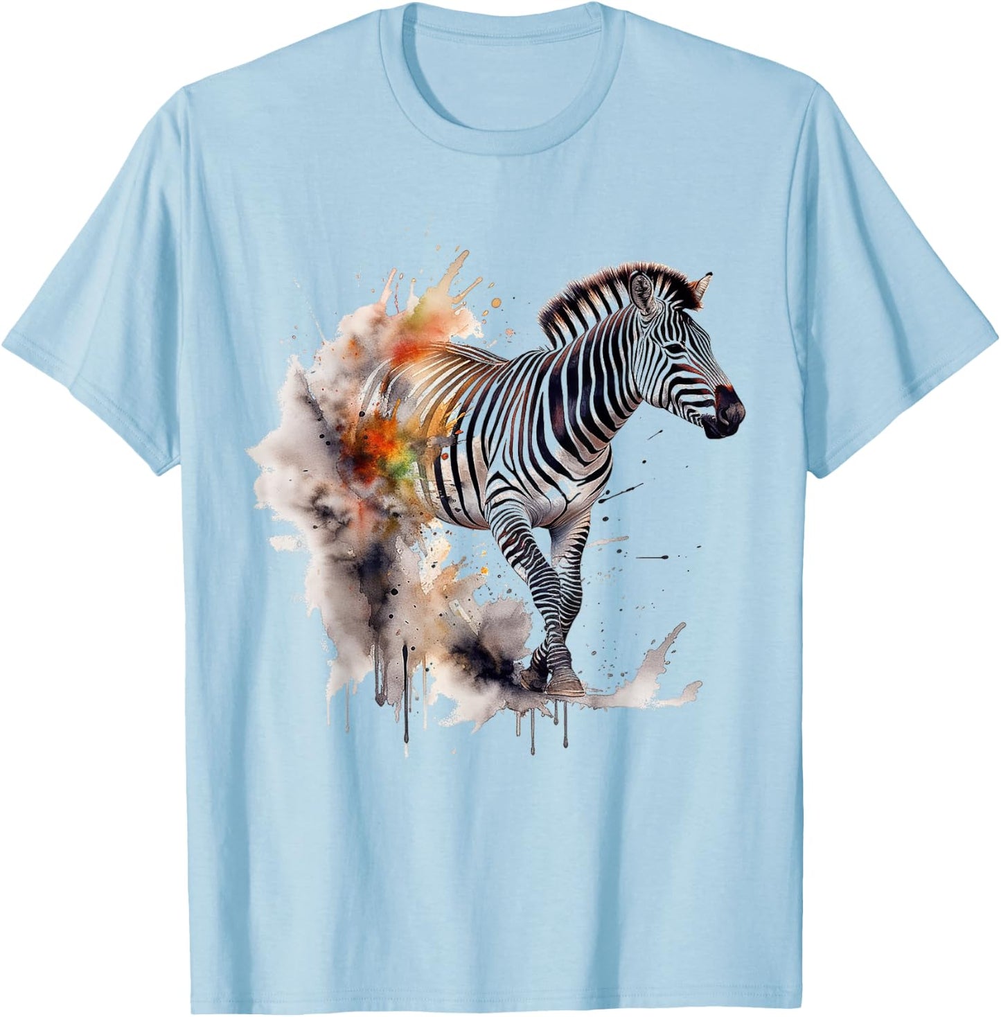 Zebra Lover Artwork | Animal Motif Zebra T-Shirt - T-Shirt | Light Blue