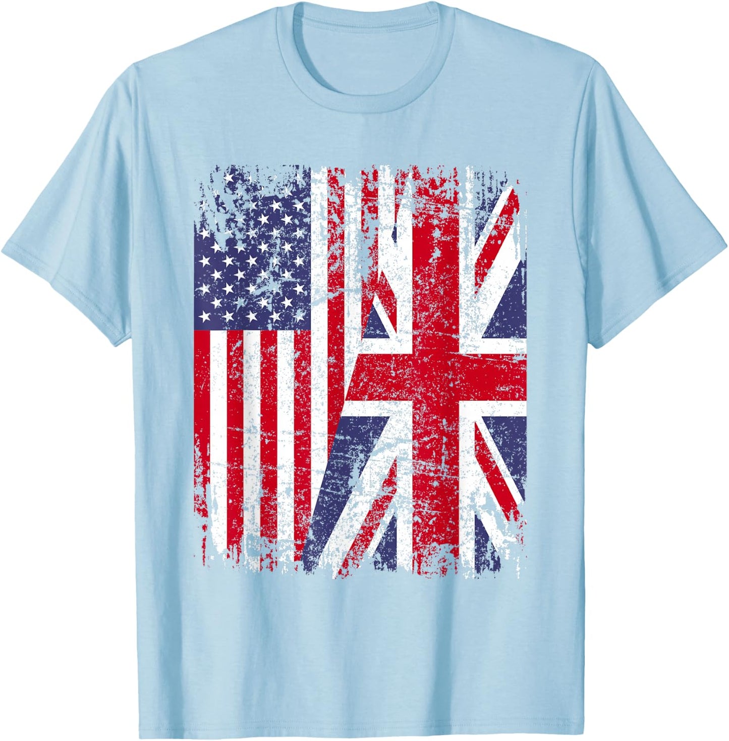 BRITISH ROOTS | Half American Flag | BRITAIN UK T-Shirt - T-Shirt | Light Blue
