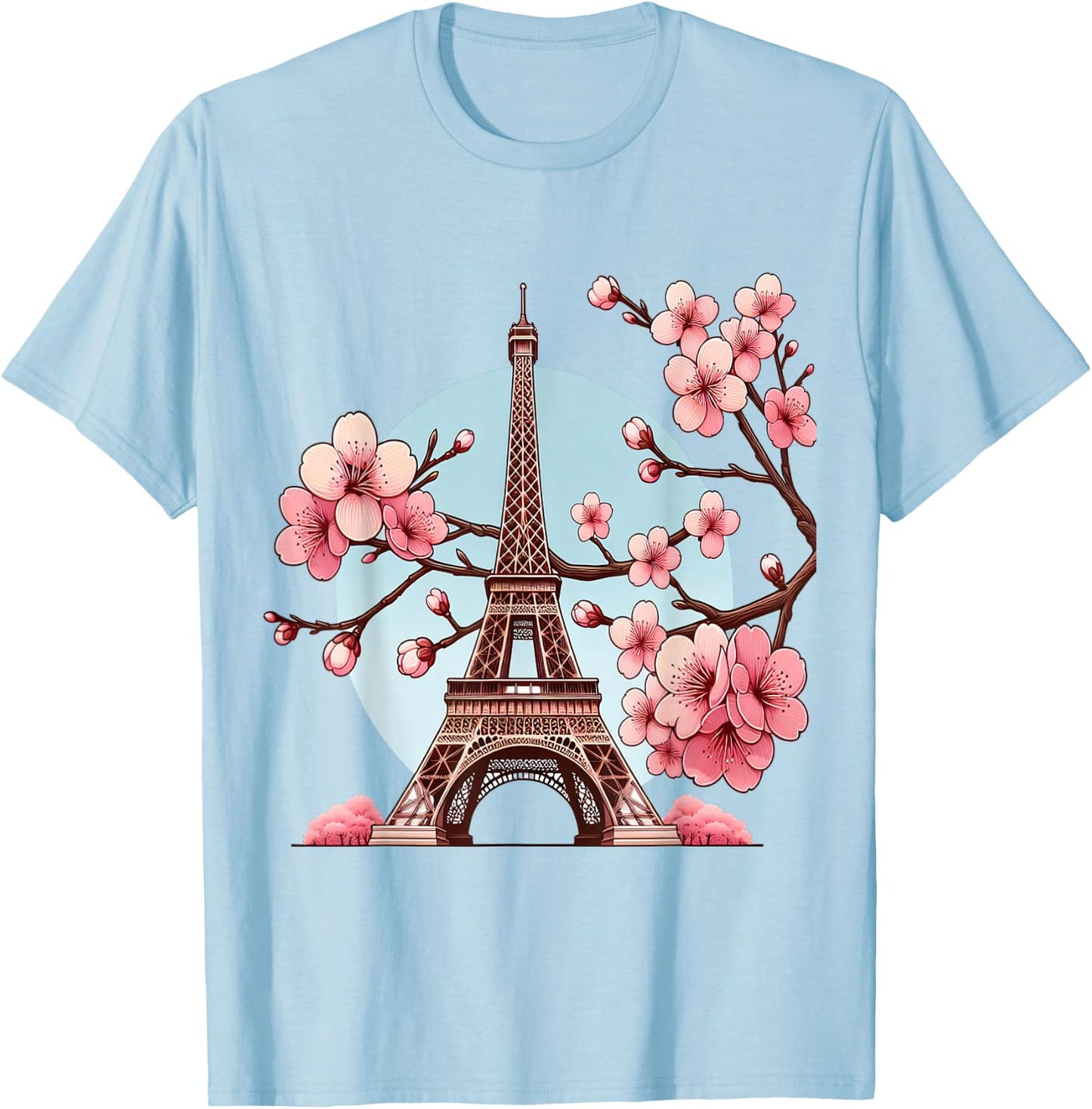 Paris Eiffel Tower , White, S T-Shirt - T-Shirt | Light Blue