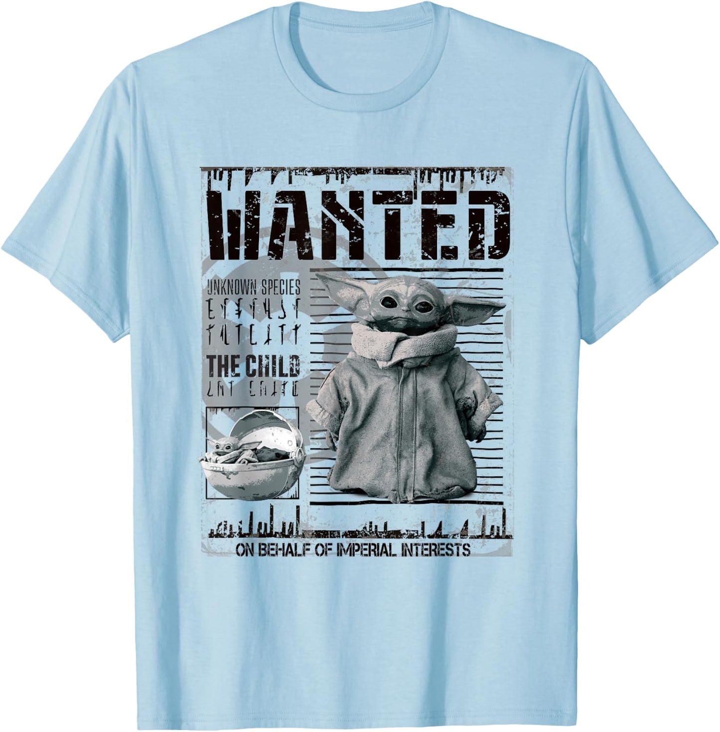 Star Wars Mandalorian Wanted The Child T-Shirt - T-Shirt | Light Blue