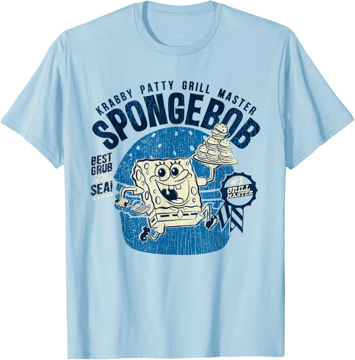 Offizieller Spongebob Squarepants Krabby Patty Grill T-Shirt - T-Shirt | Light Blue