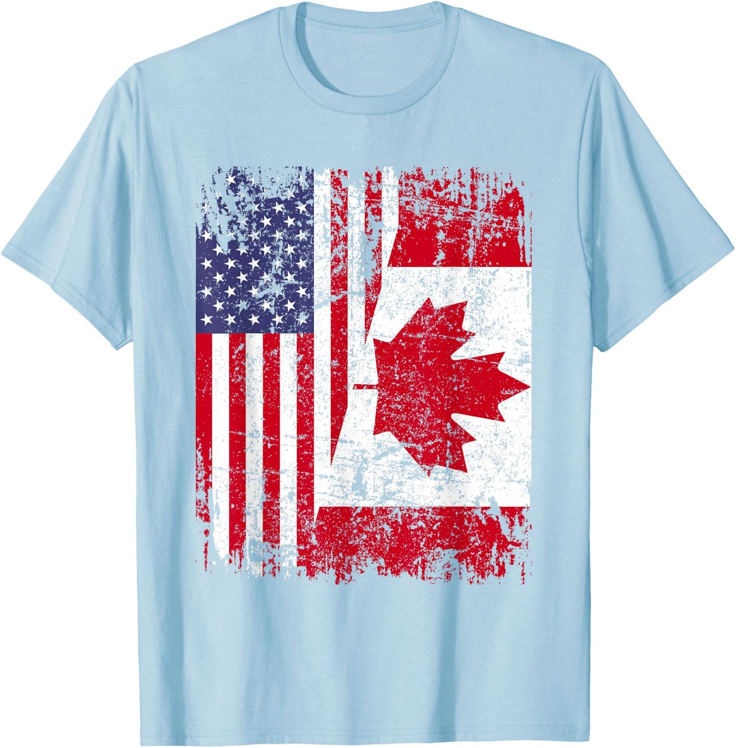 Canadian Roots | Half American Flag | Canada T-Shirt - T-Shirt | Light Blue