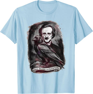 Edgar Allan Poe The Raven Nevermore Gothic Literature Poet T-Shirt - T-Shirt | Light Blue