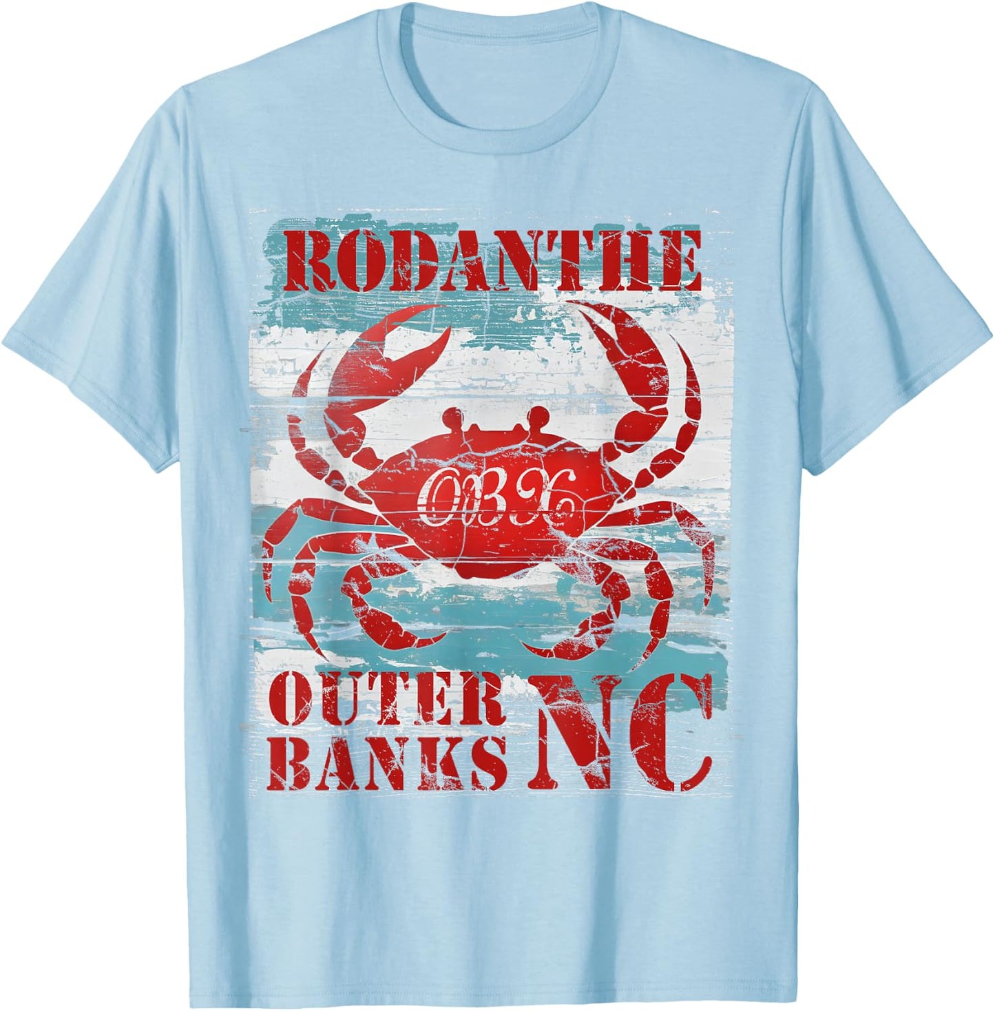 Rodanthe Outer Banks North Carolina Crab OBX Beach Lover T-Shirt - T-Shirt | Light Blue