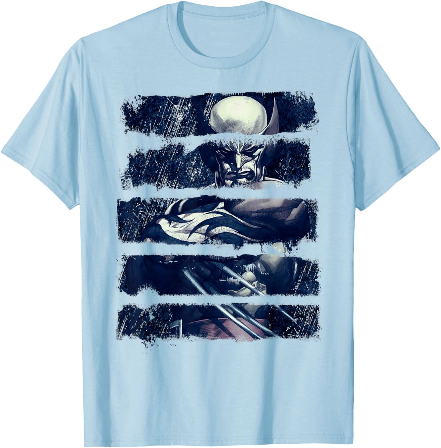Marvel X-Men Wolverine Panel Sliced Portrait Graphic T-Shirt - T-Shirt | Light Blue