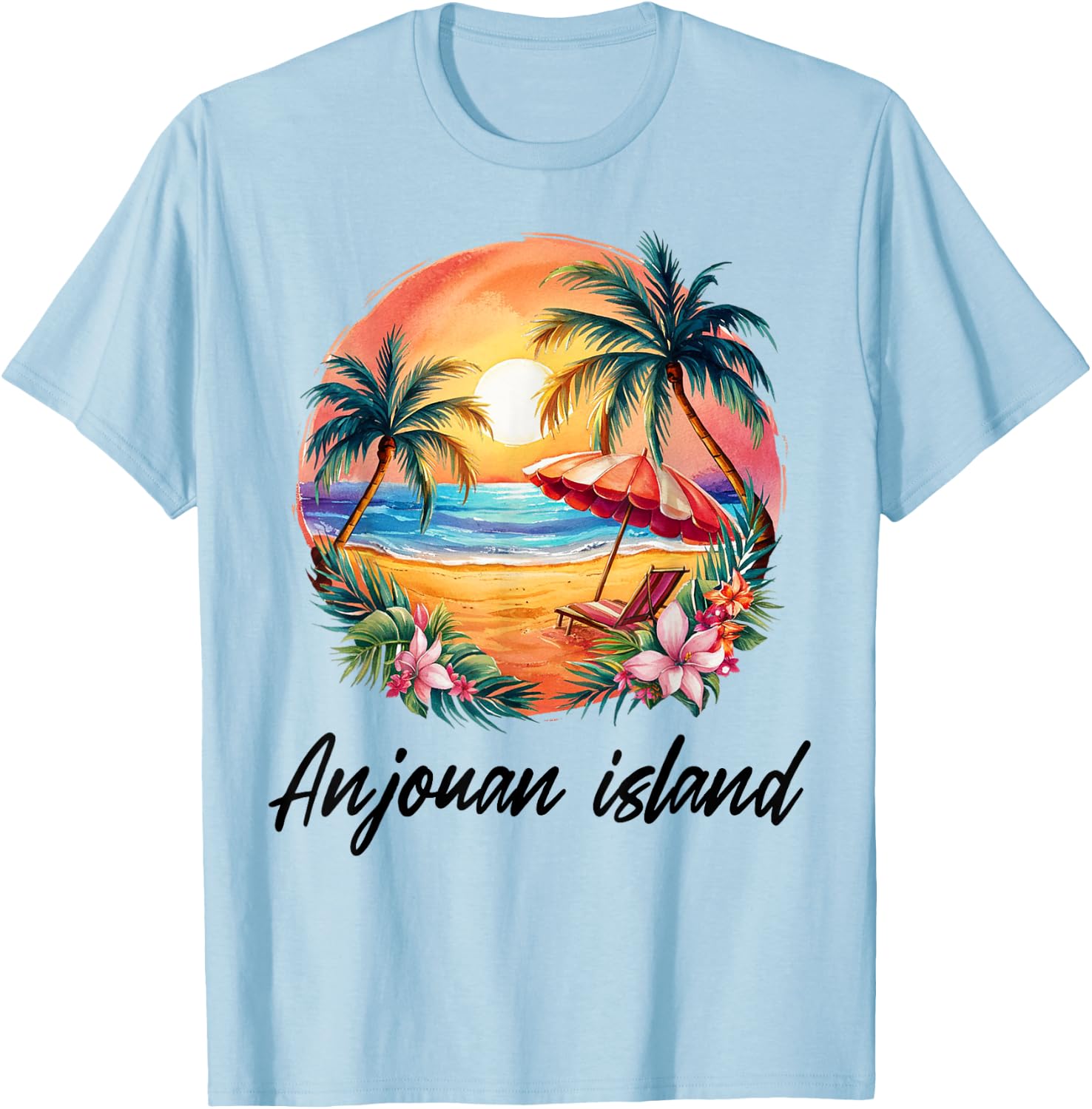 Travel island of Anjouan, Comoro Summer Tourist Holidays , white, S T-Shirt - T-Shirt | Light Blue