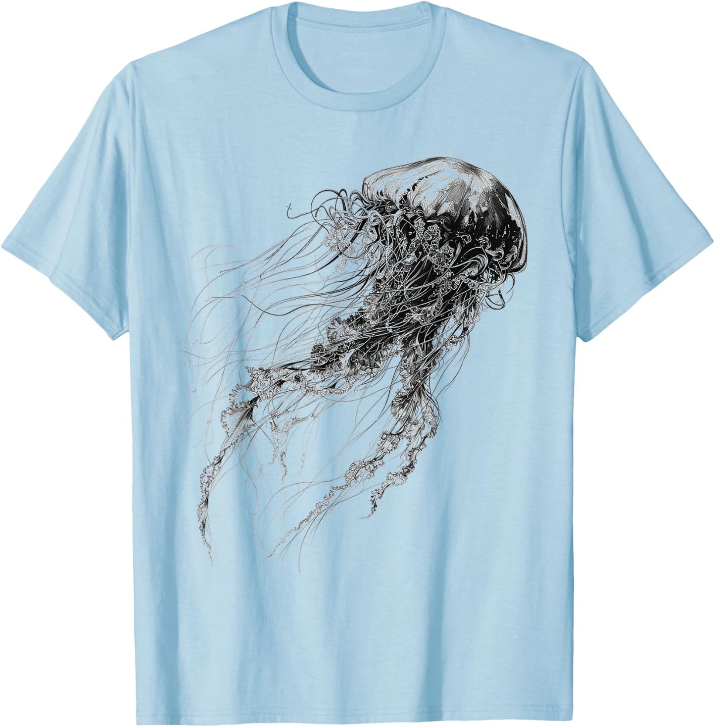Jellyfish Animal Print Graphic Jellyfish , white, S T-Shirt - T-Shirt | Light Blue