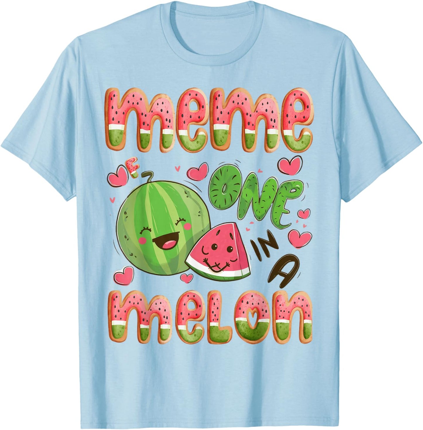 Meme Of One In A Melon 1St Birthday Watermelon Bday Party T-Shirt - T-Shirt | Light Blue
