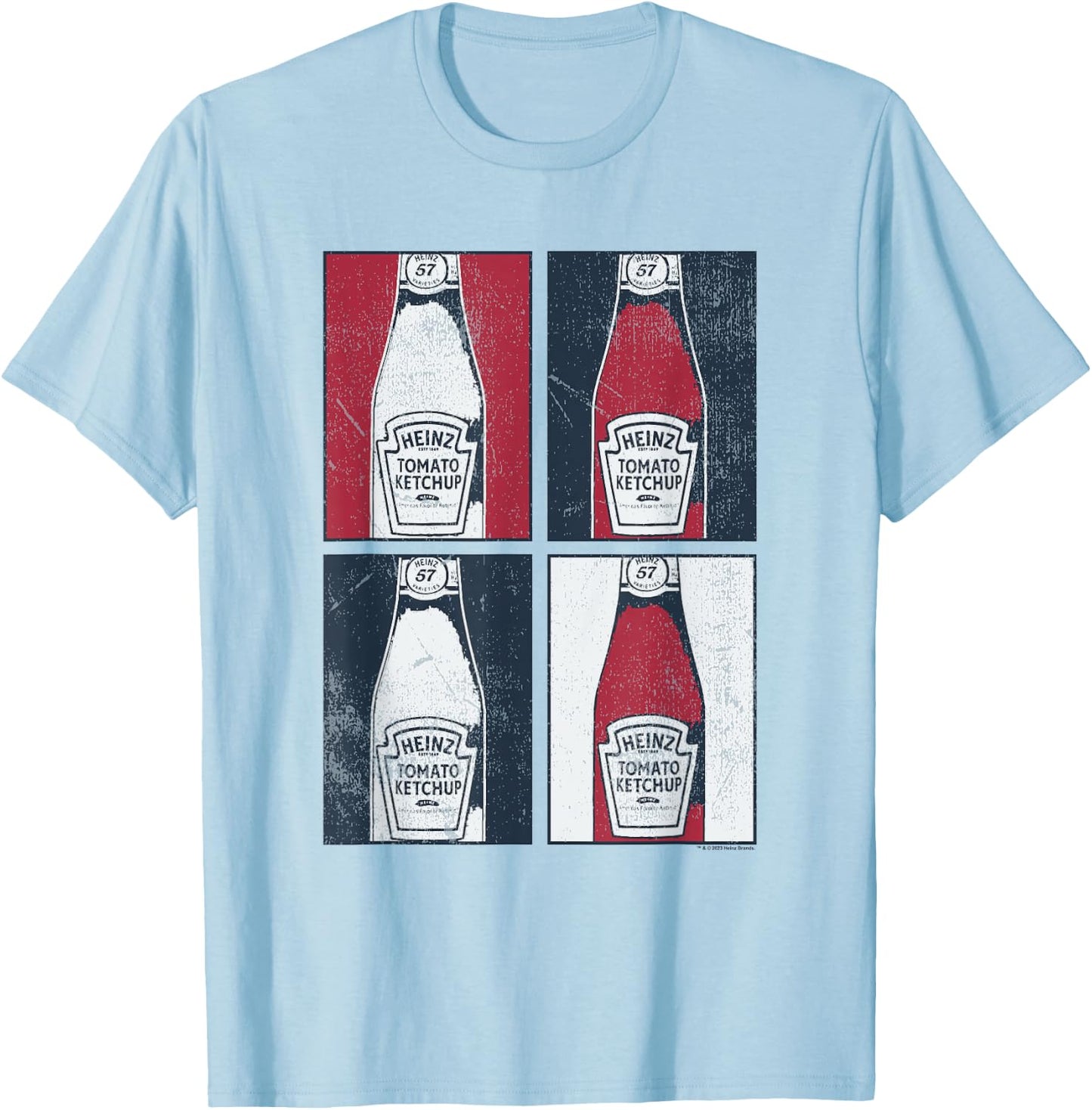 Heinz Tomato Ketchup Vintage Retro Frames Big Chest Poster T-Shirt - T-Shirt | Light Blue