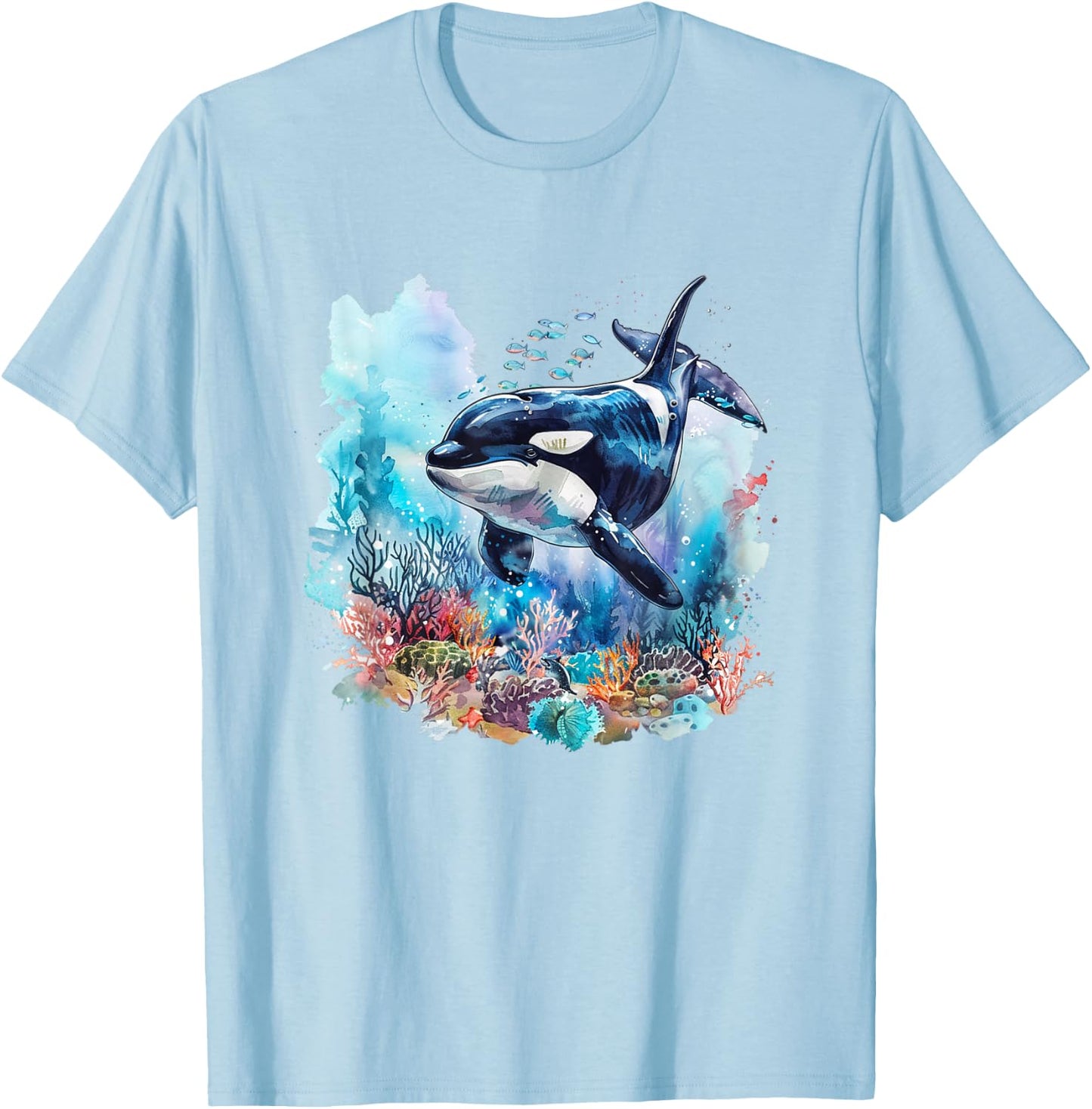 Orca t featuring Watercolor Orca T-Shirt - T-Shirt | Light Blue