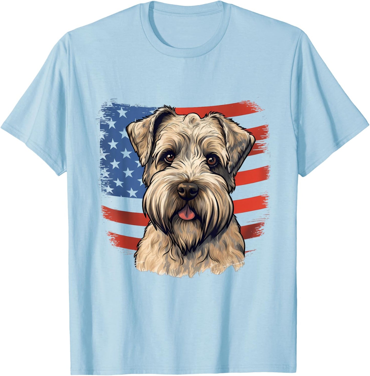 4th Of July US Flag Soft-Coated Wheaten Terrier Dog T-Shirt - T-Shirt | Light Blue