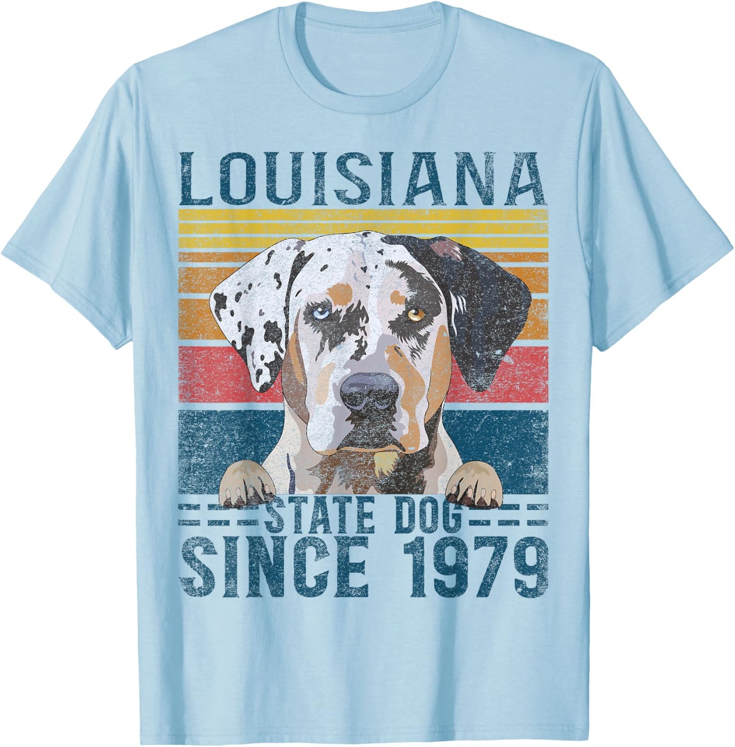Louisiana Catahoula Leopard Dog US State Dog Fan Lover Retro T-Shirt - T-Shirt | Light Blue