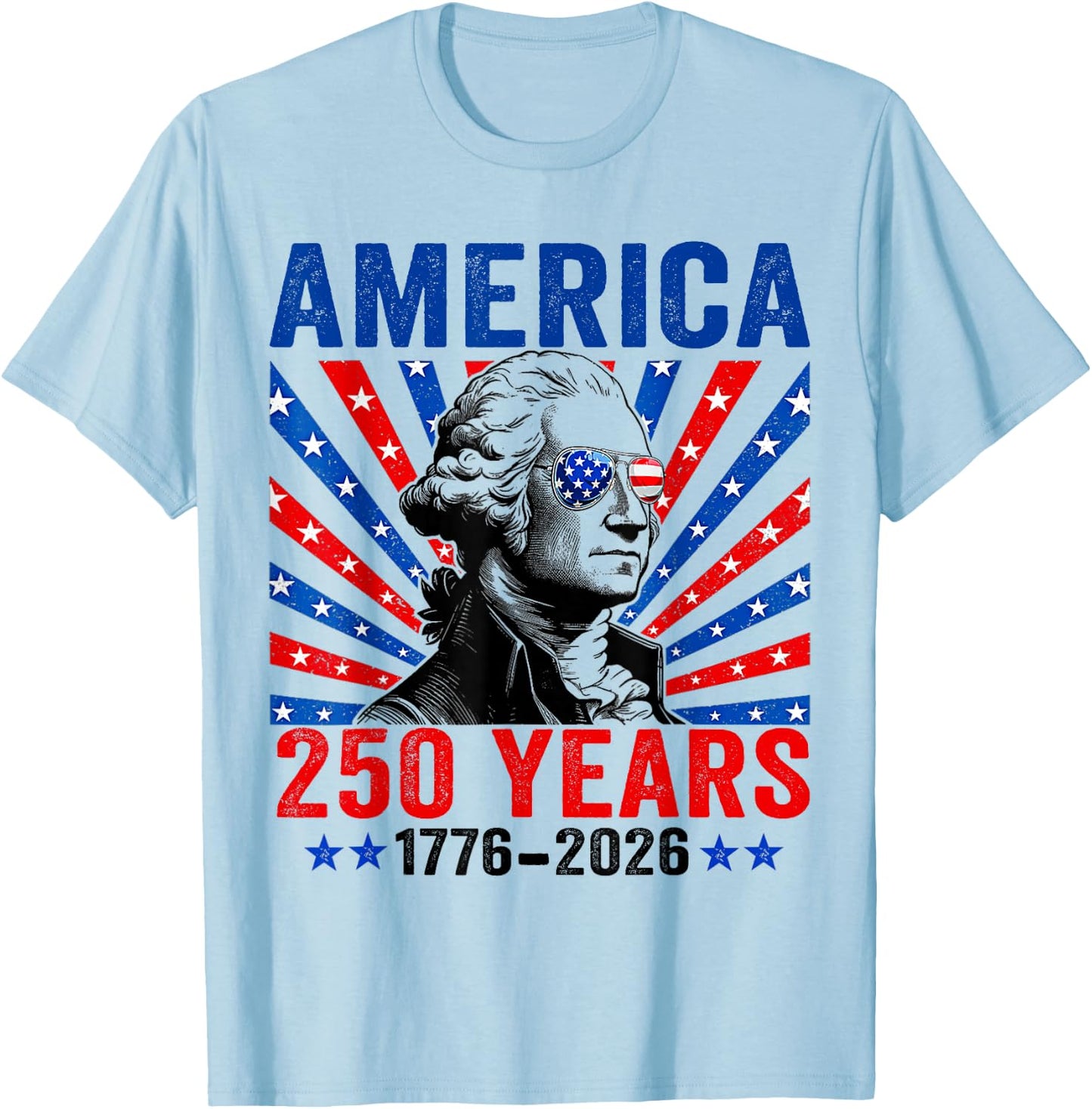 Vintage George Washington 250 Years America 4th of July T-Shirt - T-Shirt | Light Blue