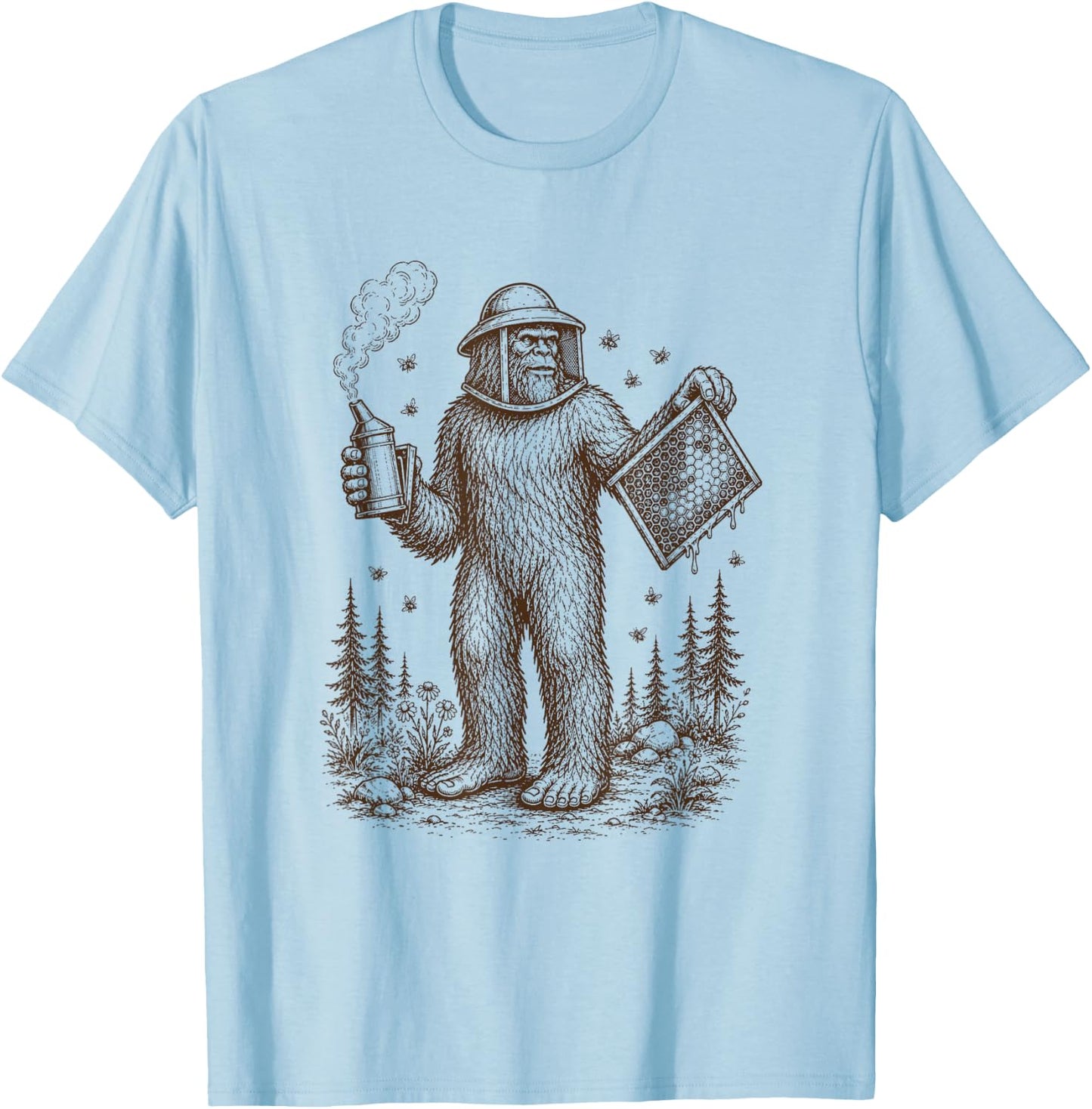 Bigfoot Beekeeper Beekeeping Sasquatch Apiarist Honey Lover T-Shirt - T-Shirt | Light Blue
