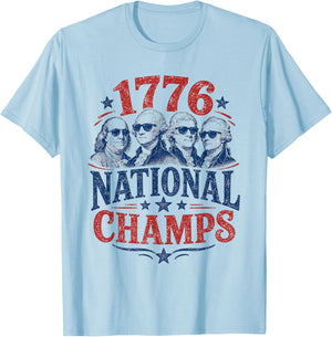 1776 National Champs Funny Patriotic Founding Fathers USA T-Shirt - T-Shirt | Light Blue