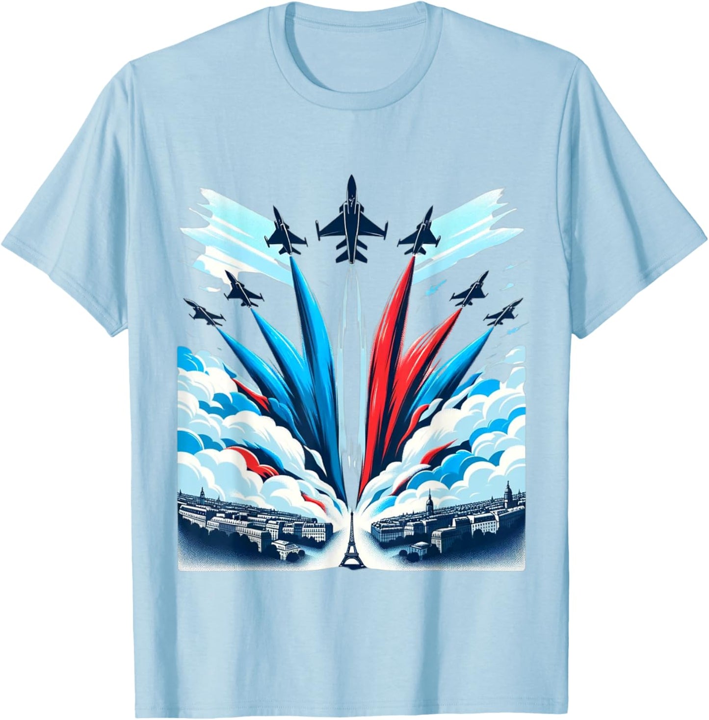 French National Day Bastille Airplane , white, S T-Shirt - T-Shirt | Light Blue