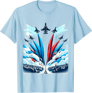 French National Day Bastille Airplane , white, S T-Shirt - T-Shirt | Light Blue