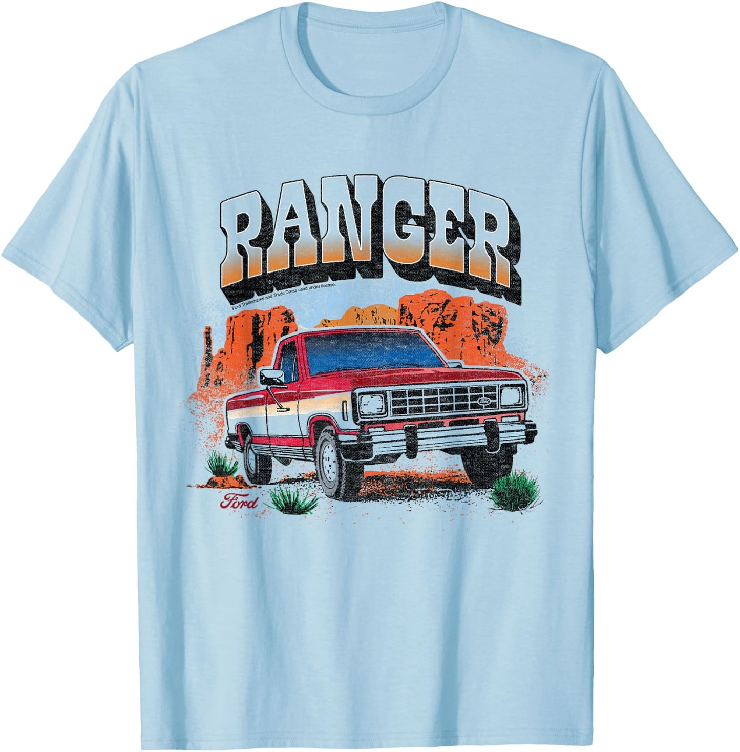 Ford - Ranger Truck 1983 Outdoor Desert Mountain Landscape , White T-Shirt - T-Shirt | Light Blue
