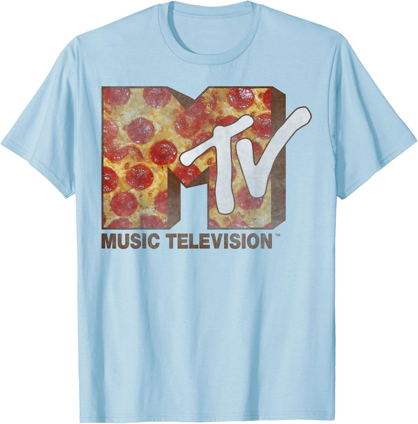 MTV Pepperoni Pizza Logo T-Shirt - T-Shirt | Light Blue
