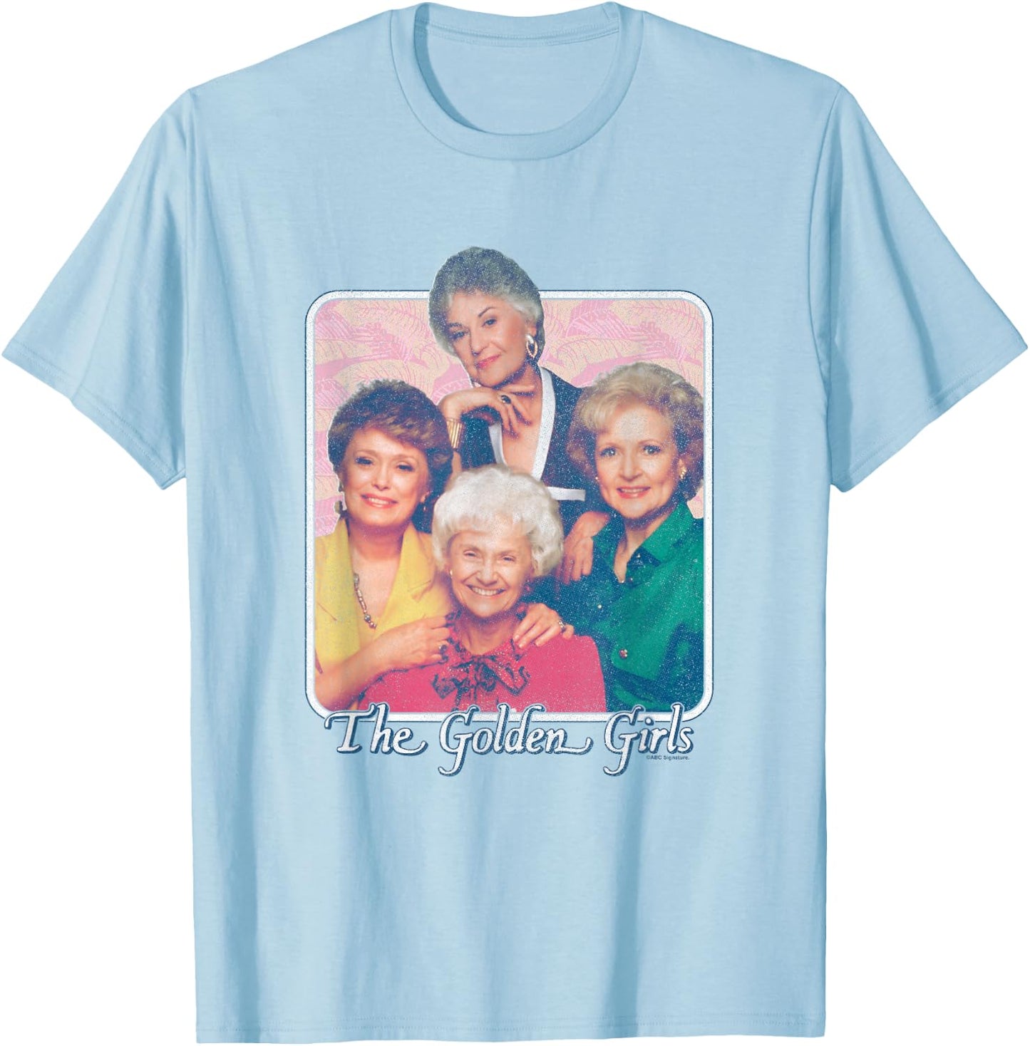 The Golden Girls Iconic Characters Group Shot Retro Poster , White T-Shirt - T-Shirt | Light Blue