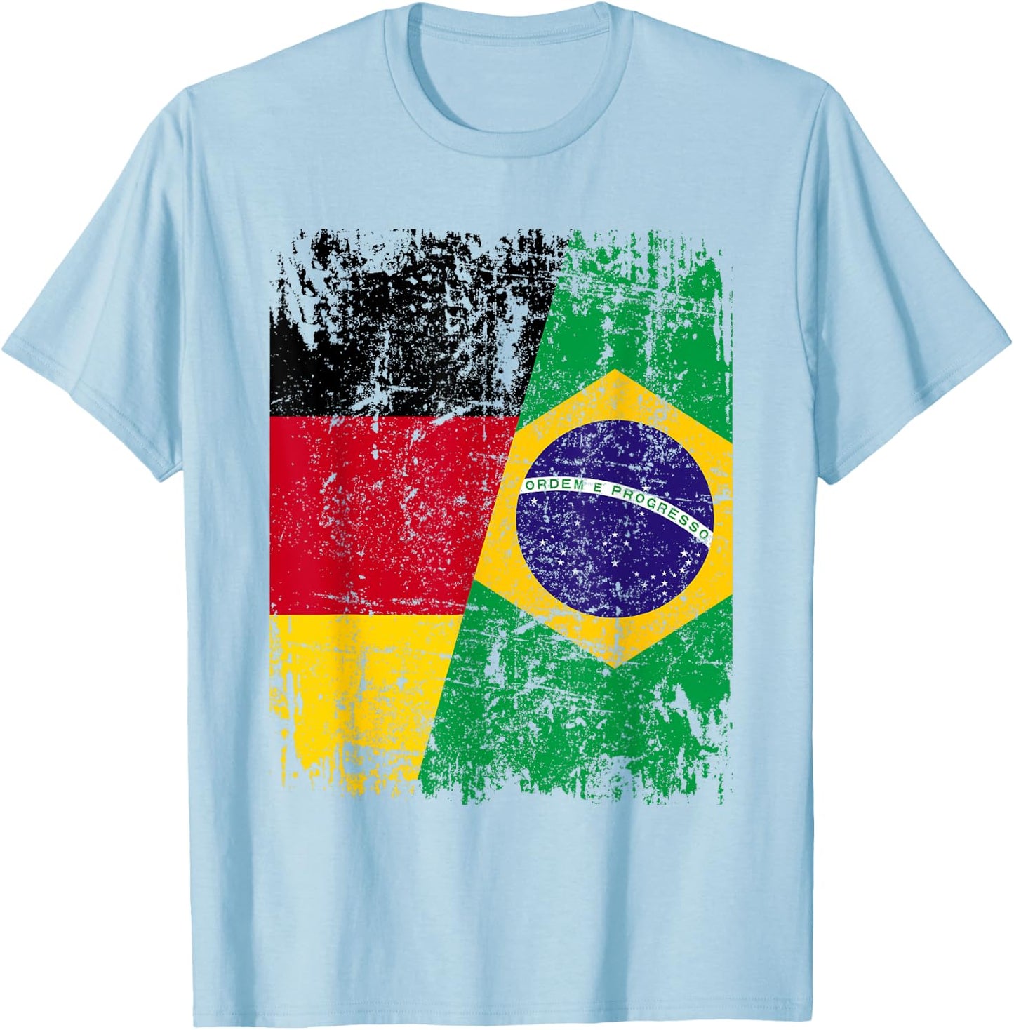 Brazil Germany Flag Women's Men's Children's Brazil , White T-Shirt - T-Shirt | Light Blue