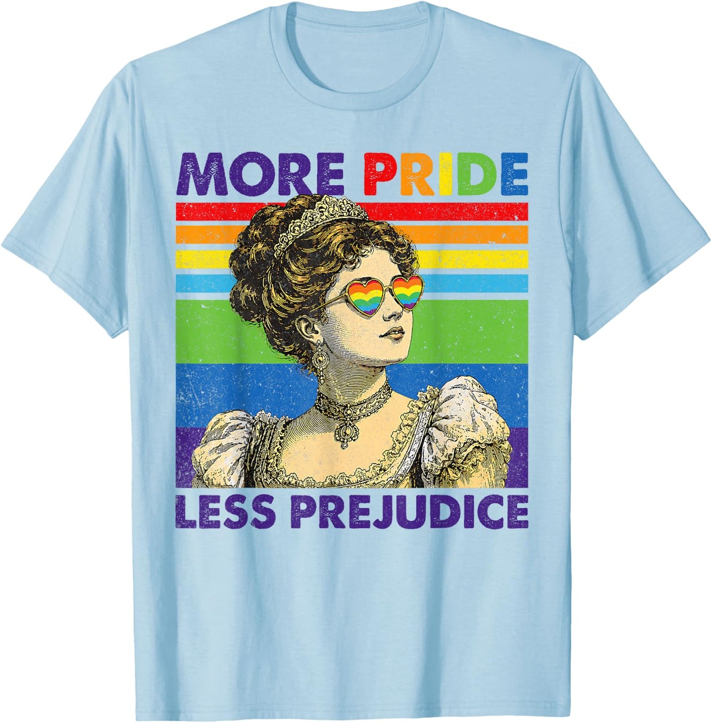 More Pride Less Prejudice Pride Month LGBTQ T-Shirt - T-Shirt | Light Blue