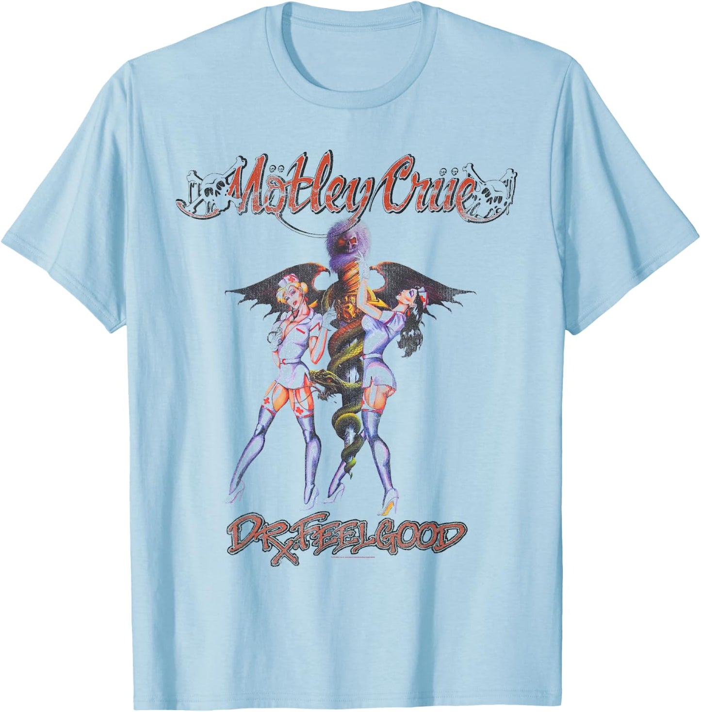 Mötley Crüe Vintage Dr. Feelgood , White T-Shirt - T-Shirt | Light Blue