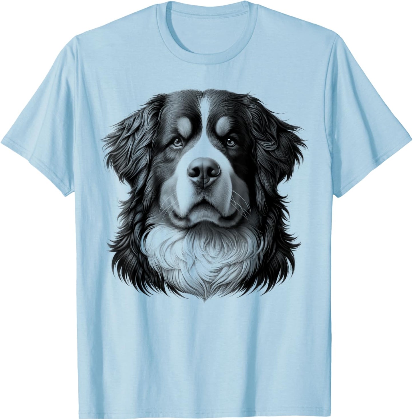 Proud Bernese Mountain Dog Head Portrait in Drawing Style Men Women Girls Kids T-Shirt - T-Shirt | Light Blue