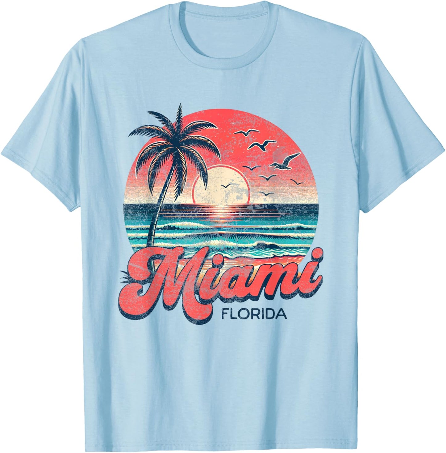 Miami , white, S T-Shirt - T-Shirt | Light Blue
