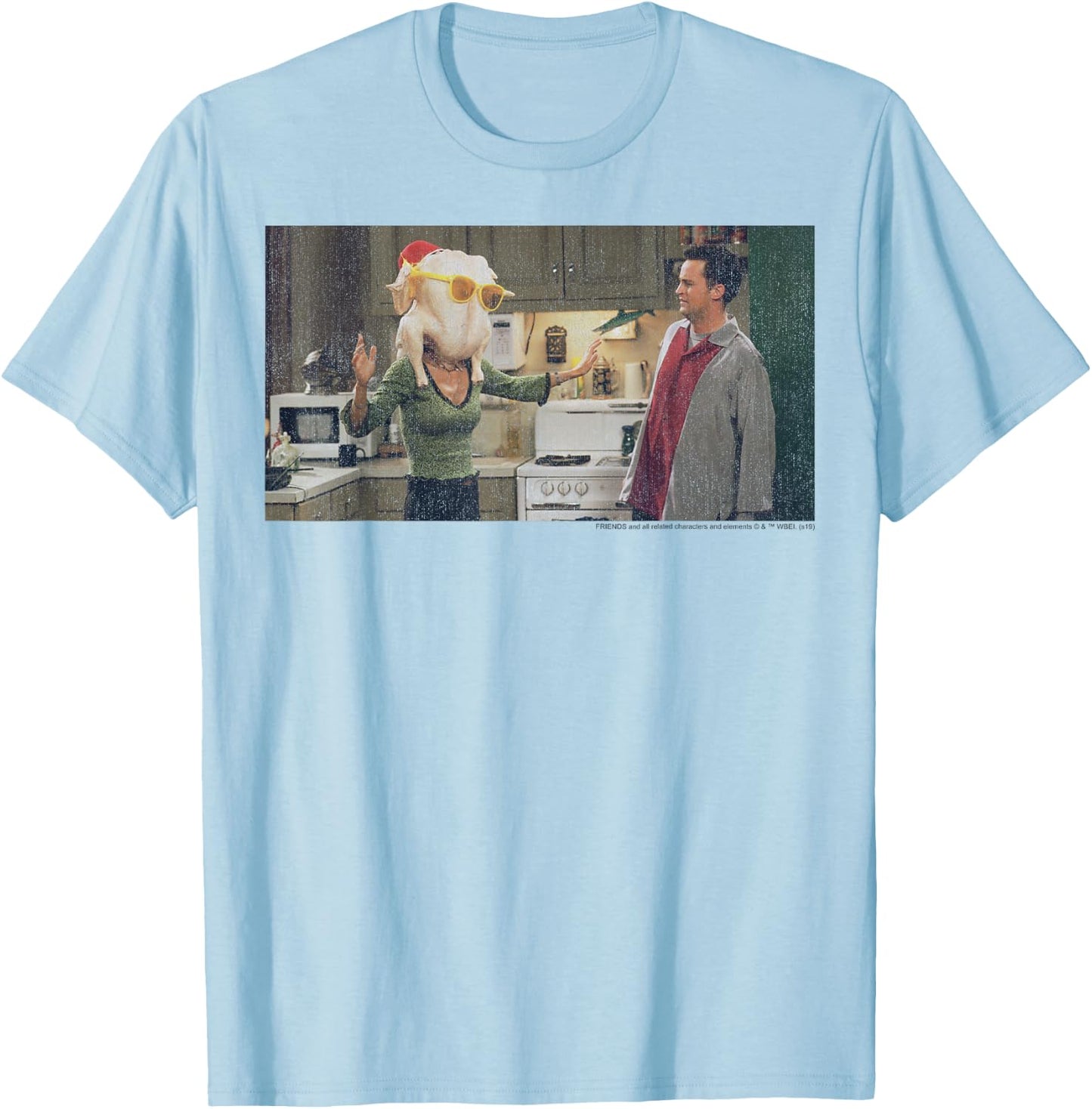 Friends Thanksgiving Turkey Head Monica Portrait T-Shirt - T-Shirt | Light Blue
